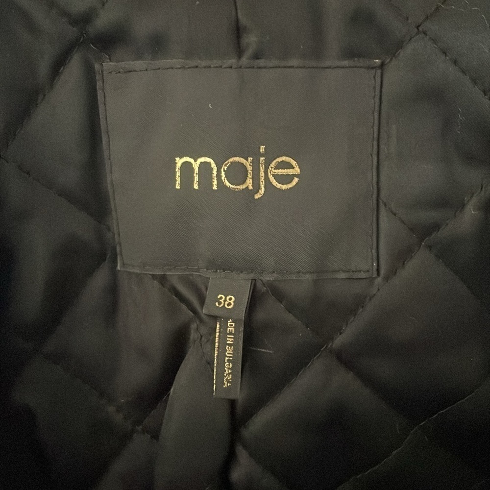 Maje- Grey Parka Coat with Fur Trim size 38= US 6 - Picture 5 of 8